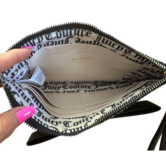 Y2K JUICY COUTURE Iconic Signature Black Logo Wristlet Clutch Wallet NEW - Picture 5 of 8